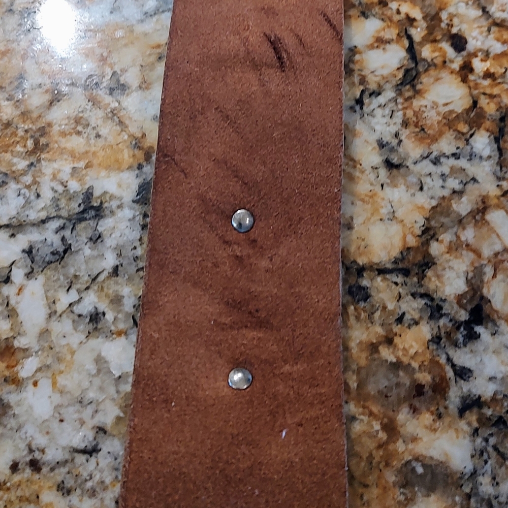 Chico's Brown Leather Belt with Silver-Tone Conchos - Picture 13 of 14